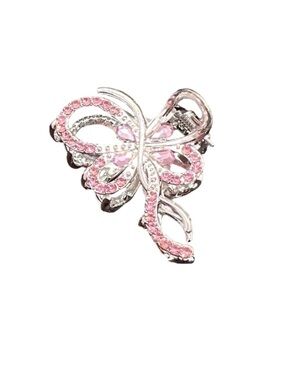 Pink Crystal Butterfly Hair Clip - Sparkling Silver Accent FINAL PRICE DROP